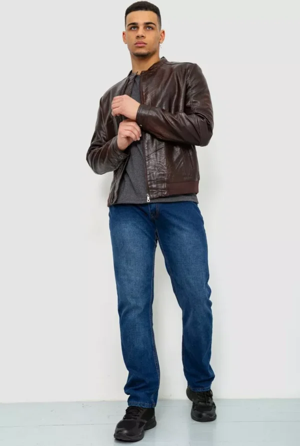 Herren-Demi-Season-Jacke aus Öko-Leder, Farbe Braun