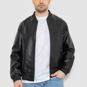 Herren Öko-Lederjacke, schwarz