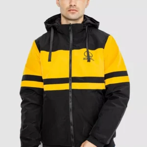 Doppelseitige Herren-Demi-Season-Jacke, schwarz und gelb