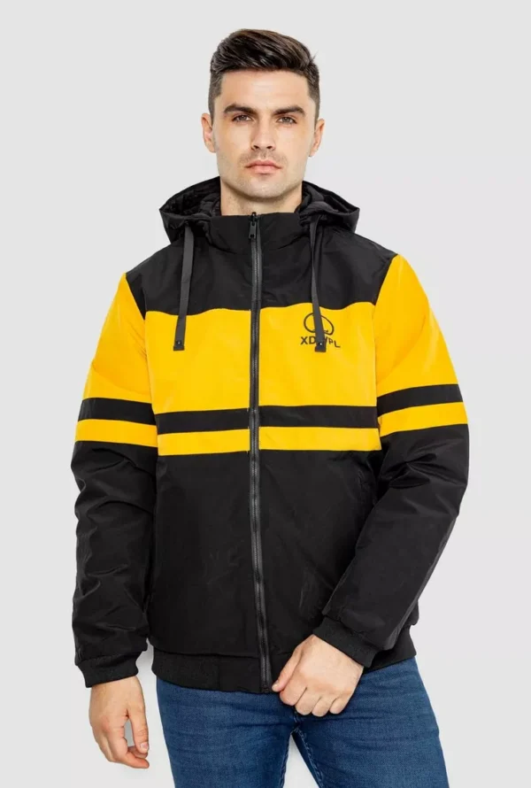 Doppelseitige Herren-Demi-Season-Jacke, schwarz und gelb